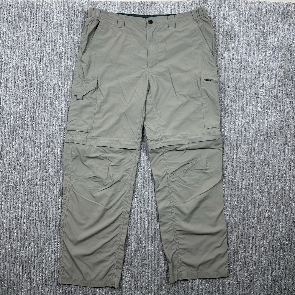 Columbia Omni Shade Convertible Pants Shorts Mens 36x30 Tan Fishing Hiking